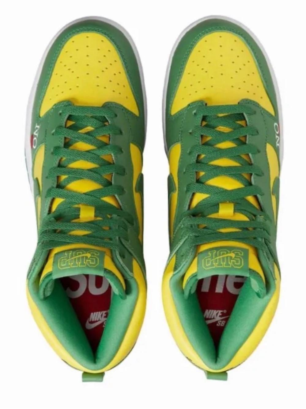Nike x Supreme SB Dunk “by any means” High-Top Sneakers in Green & Yellow - Picture 4 of 4